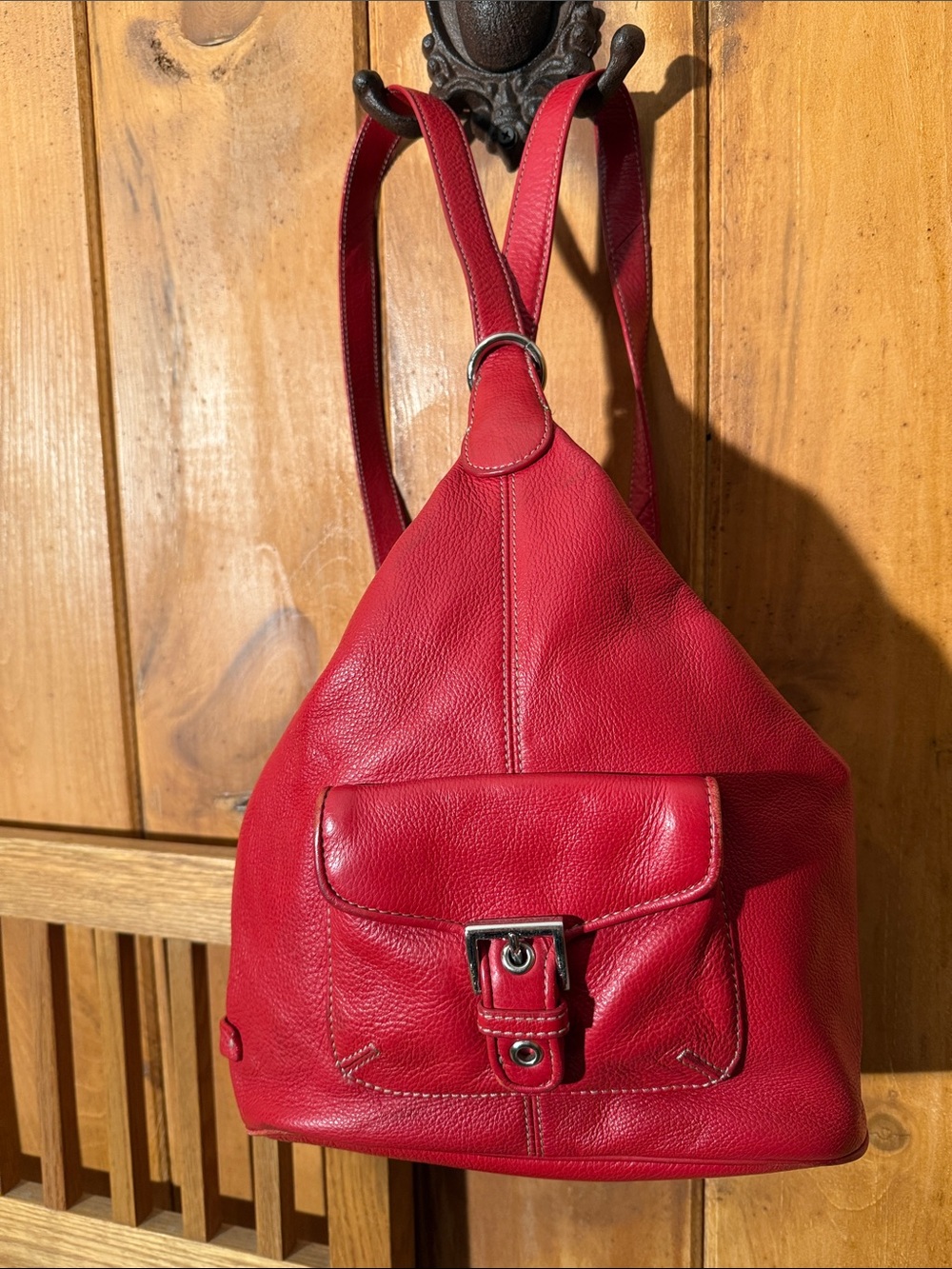 Jones New York Red Leather Women’s Backpack Purse